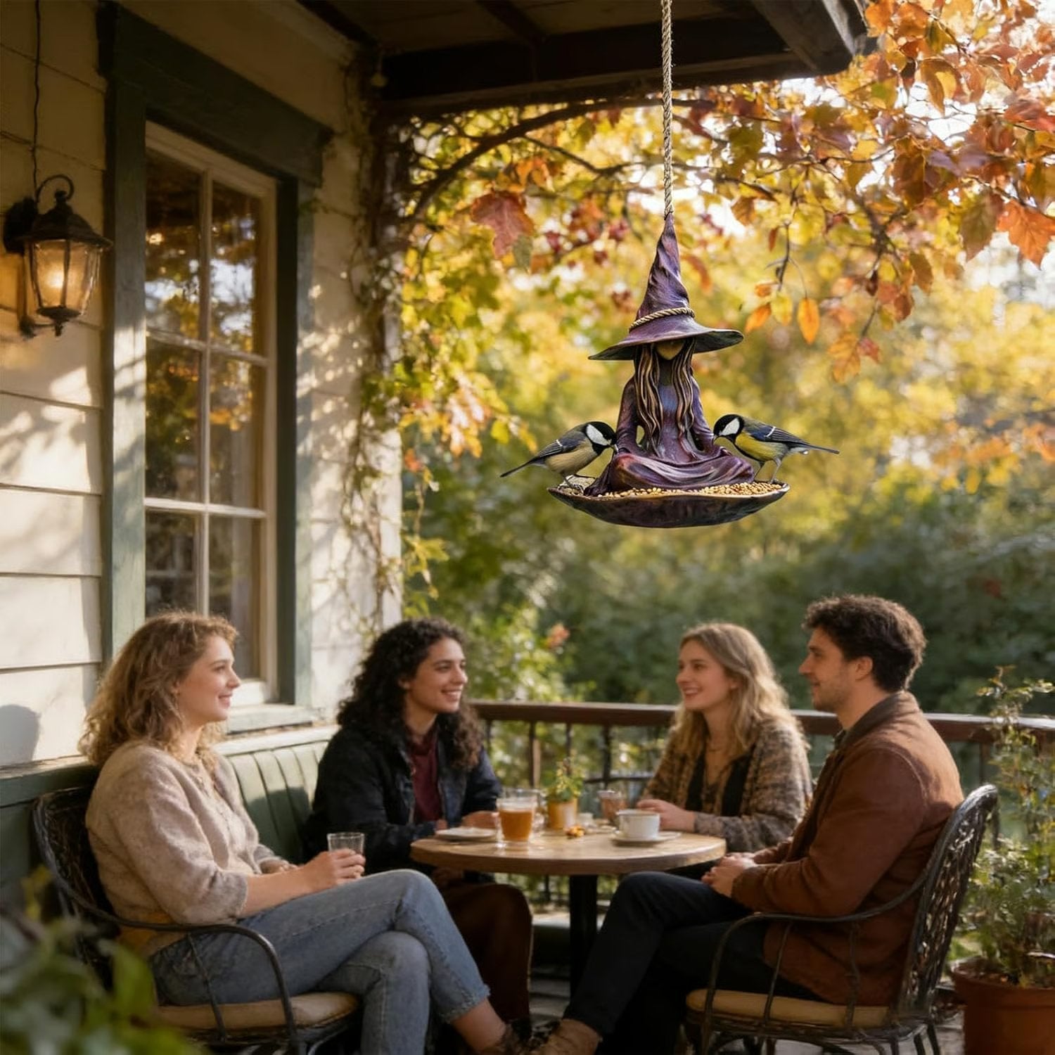 Meditating Witch Garden Bird Feeder