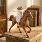 Handmade Resin Girl Riding Horse Figurine