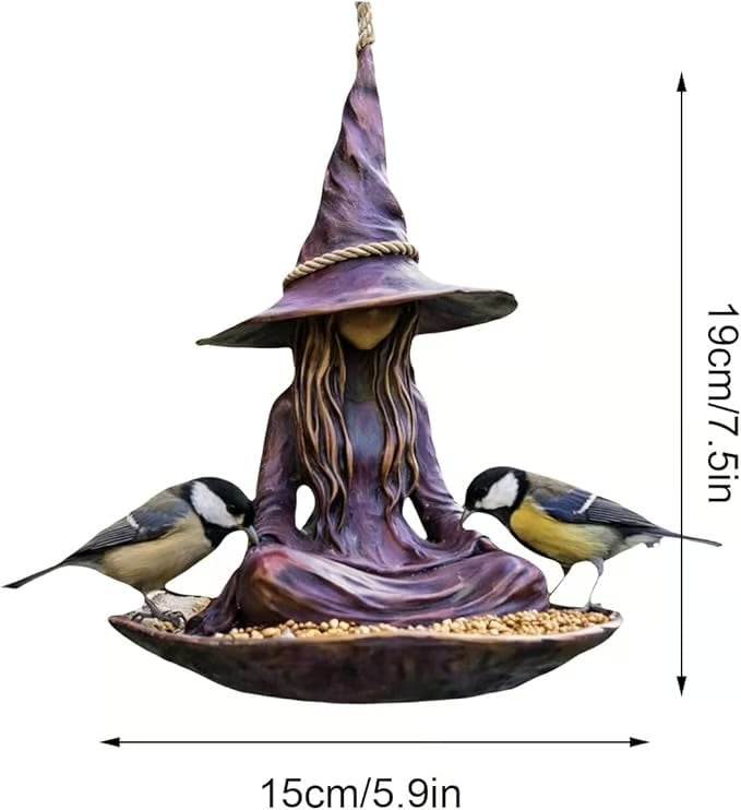 Meditating Witch Garden Bird Feeder