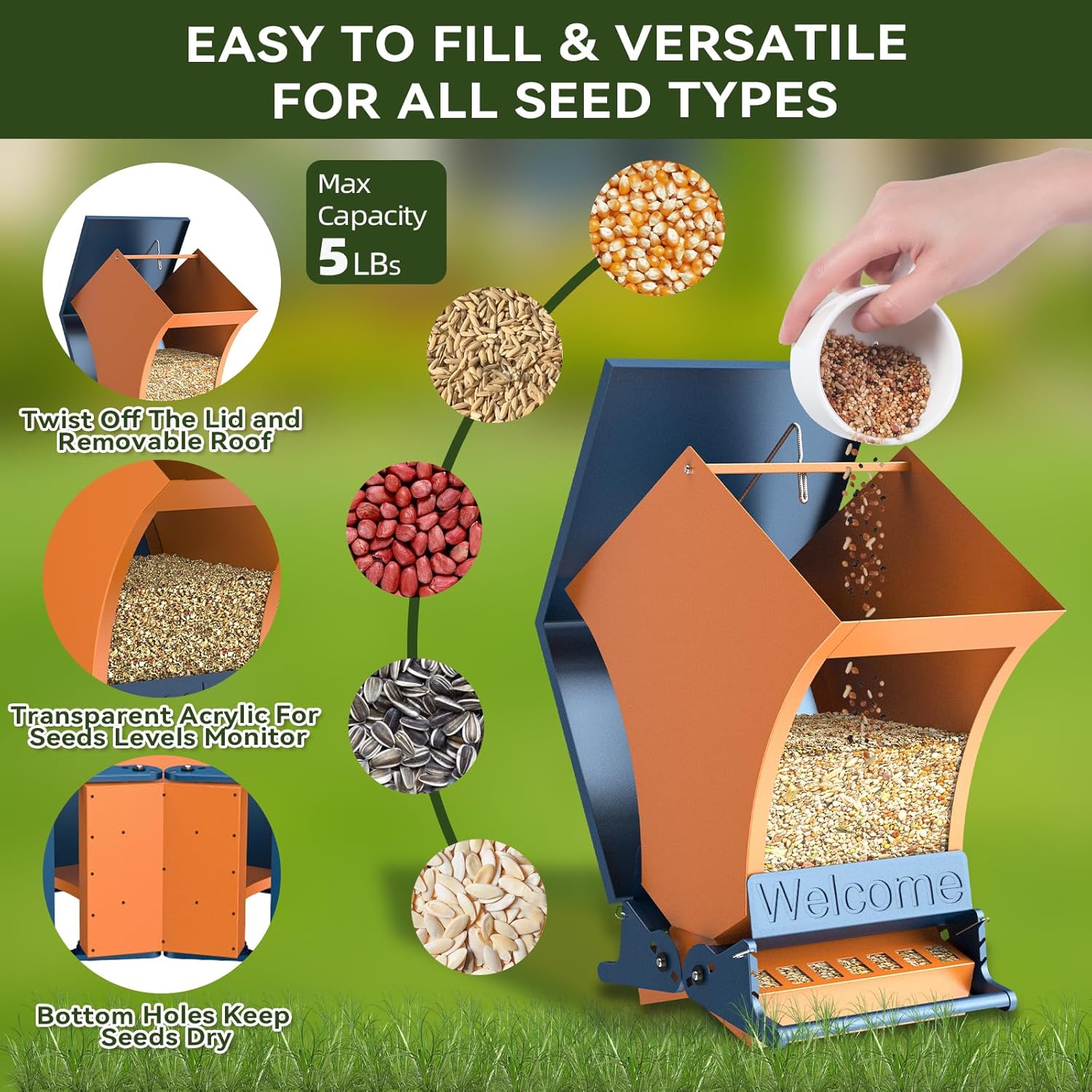 🐦Squirrel Proof Bird Feeder for Outdoors Hanging