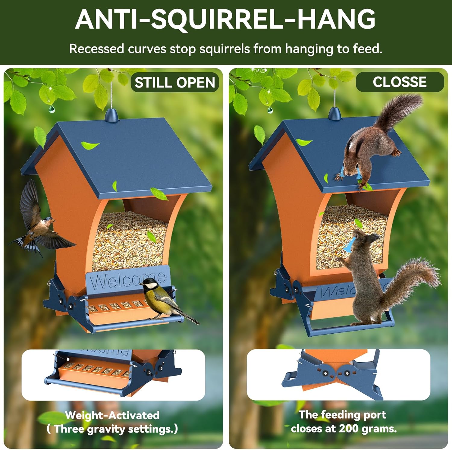 🐦Squirrel Proof Bird Feeder for Outdoors Hanging
